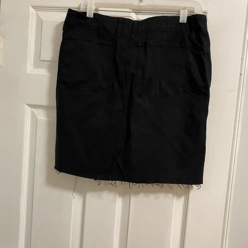 Hudson Asymmetrical Raw Hem  Black Denim LuLu Skirt